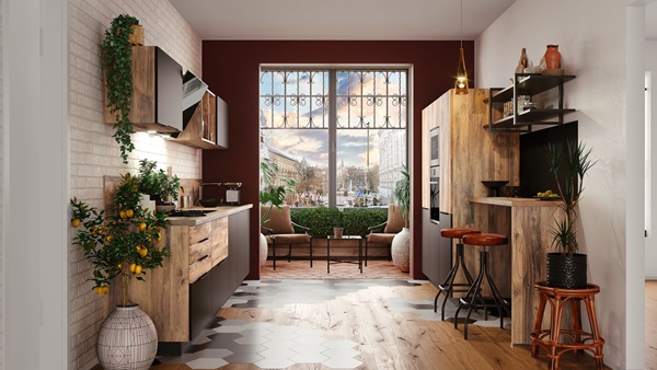 Cuisine parallèle aménagée sur deux murs modèle Urban Lifestyle - Schmidt