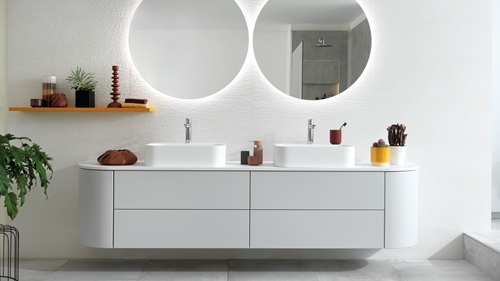 Double miroir rond rétro éclairé à LED pour salle de bain