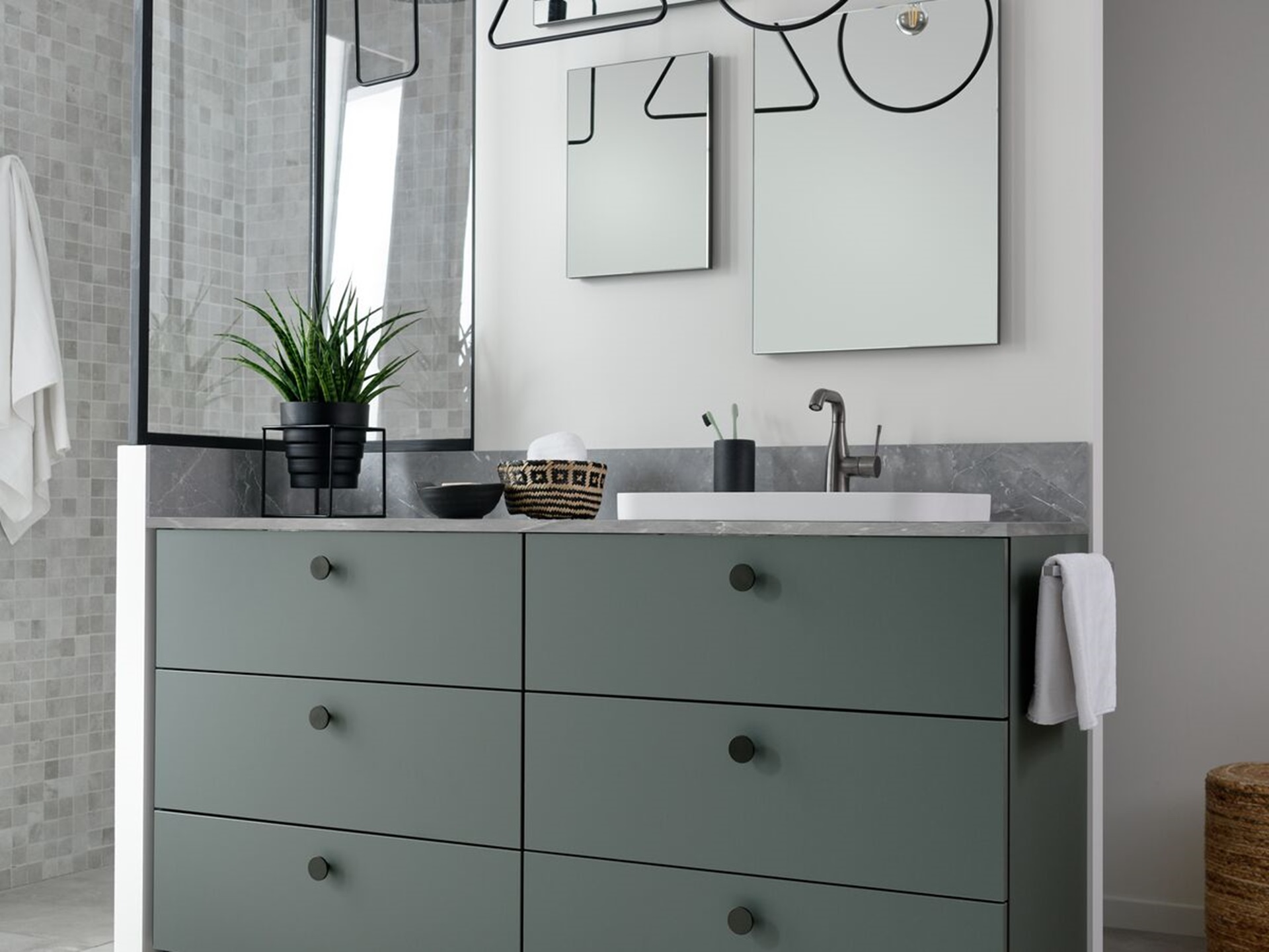 Meuble vasque tendance style naturel organique végétal